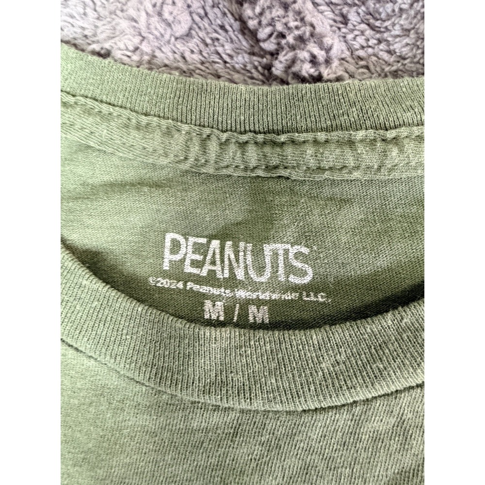Peanuts T-Shirt Camp Snoopy Medium Cotton Army Green Beagle Scouts Fun Whimsical - Picture 4 of 7